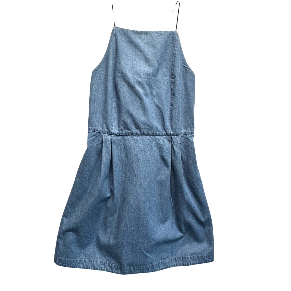 Kate Spade Saturday Denim Mini Dress Size 12 Cross Back Strappy Casual Chic